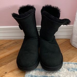 UGG Women’s Bailey Button II Water Resistant Boot in Black, Size 7